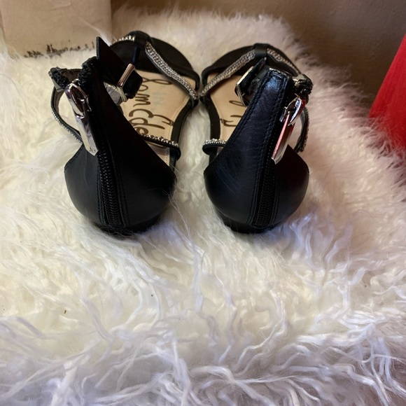❤️ Sam Edelman Renee Sandals Women's Size 7.5 Flats Black Chain Gladiator - Picture 6 of 6